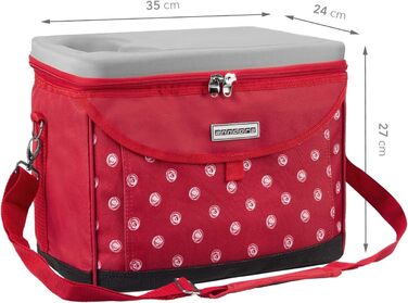 Термосумка Anndora 22L для пікніка, 35 x 24 x 27 см, червоно-біла в горошок
