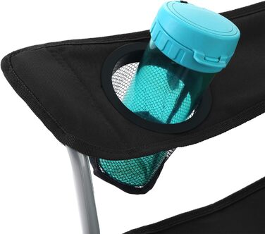 Кемпінговий стілець SONGMICS зі спинкою та підлокітниками, чорний, до 150 кг