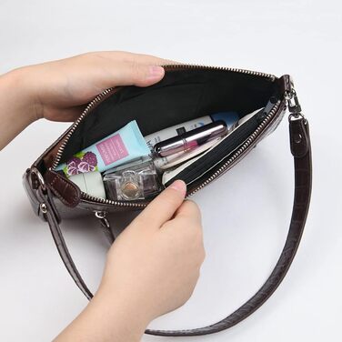 Сумка жіноча через плече крокодиляча шкіра ретро вінтаж коричнева #2 – маленька сумка-міні, класична сумка-шопер