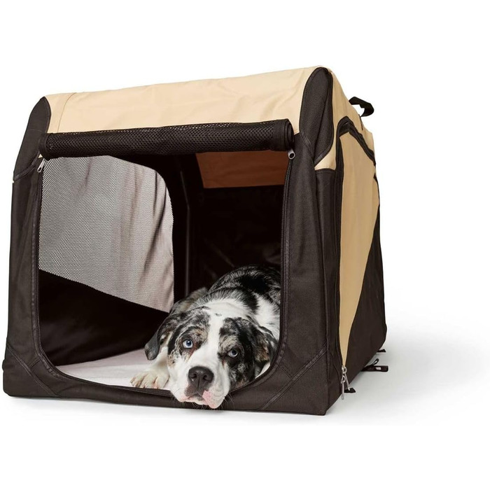 HUNTER Складана переносна будка для собак, бежева, M, 76x48x51 см