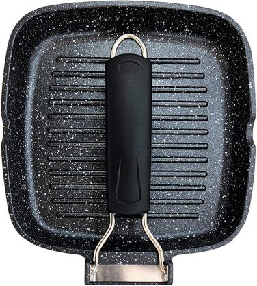 Гриль-сковорода Brieve Black Titanium індукційна, алюмінієва, з антипригарним покриттям, складана, 20x20 см