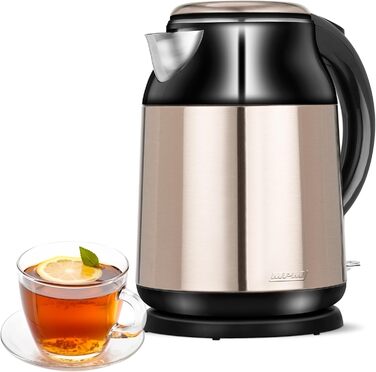 Електричний чайник MPM MCZ-85/G1, 1.7 л, без BPA, бездротовий, 360° обертання, антинакипний фільтр, автоматичне вимкнення, чорний, 2200W