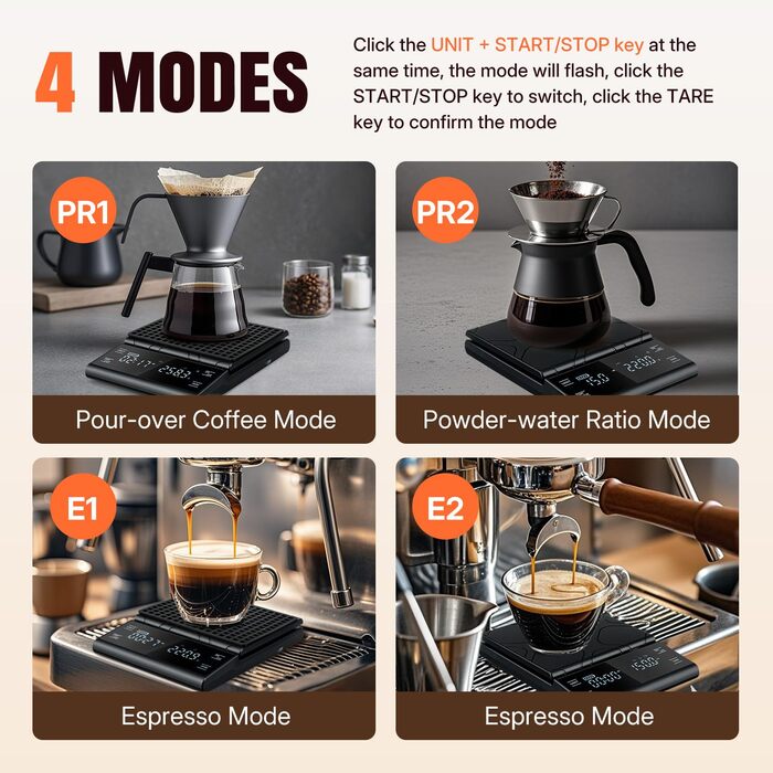 Ваги для кави Wigearss з таймером, 5 кг/0.1 г, високоточні для еспресо та Pour-Over