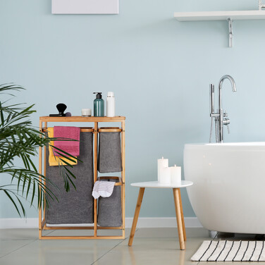 Relaxdays Laundry Basket Shelf Bamboo