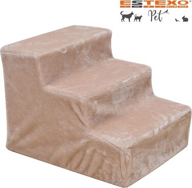 Сходинки для тварин ESTEXO: сходи для собак та котів, 3 сходи, плюшевий чохол, бежевий колір
