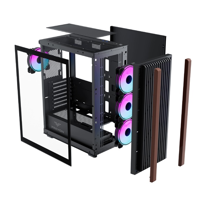 Корпус Preyon Nest Timber Midi Tower, чорний