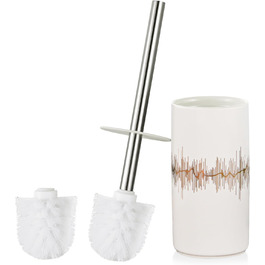 Набір для туалету GeruiKE: щітка для унітазу з керамічним тримачем (сірий матовий, білий & золотий)