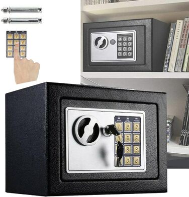 Сейф для ключів Tresor з ключовим та кодовим замком, 31x20x20 см, вологостійкий, для дому, офісу, готелю, чорний