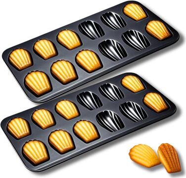 Форма для мадленів (2 шт) з антипригарним покриттям, 12 отворів, 40x24 см, з нержавіючої сталі