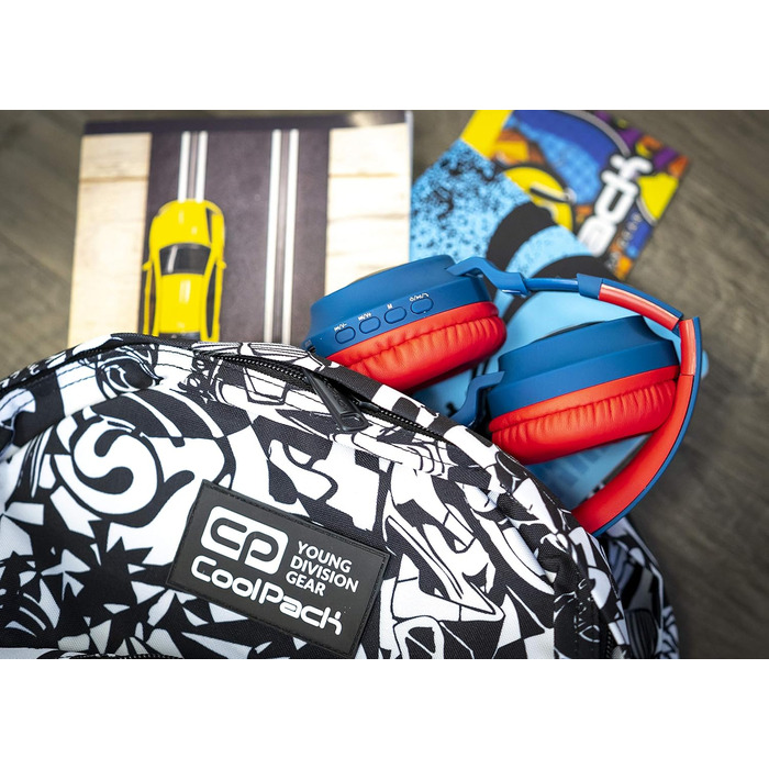 Дитячі навушники PowerLocus Bluetooth Over-Ear з LED-підсвічуванням та обмеженням гучності 85dB, з мікрофоном для телефону, планшета, ПК, ТВ (Синій/Червоний)