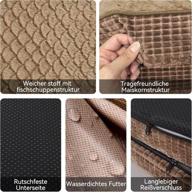 Ортопедичне ліжко для собак середніх порід Pawk, з чотиристороннім валиком для шиї, з memory foam, водонепроникне, антиковзаюче, знімне та пральне (122 x 89 x 19 см)