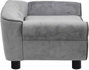 Софа для собак VidaXL сірого кольору 72x45x30 см, м'яка лежанка для домашніх тварин