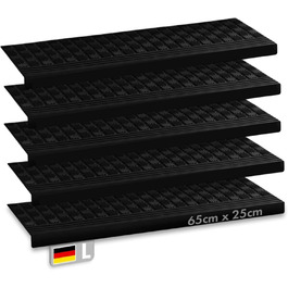 Rubber Threshold Ramps - Non-Slip Floor Transition Mats for Indoor/Outdoor Use - 5 Piece Set (65x25cm Diamond Design)