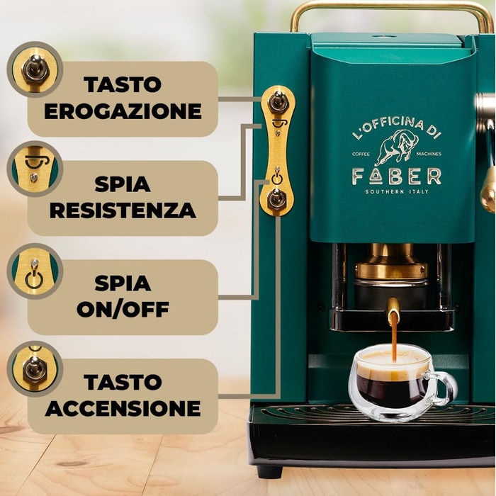 Faber Pro Deluxe Brass Coffee Machine with E.S.E. Paper Pads 44 mm