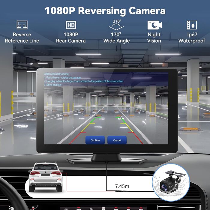 9-дюймовий CarPlay дисплей з сенсорним екраном, бездротовий Android Auto, GPS, Bluetooth, AUX/FM для авто