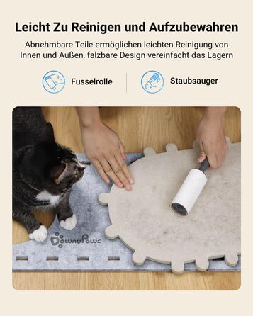 Будиночок-печеринка для котів DownyPaws з фетру, 2-ярусне ліжко для котів, 50 x 33 x 50 см. Затишний дизайн, захист кігтів, (одиночний, білий)