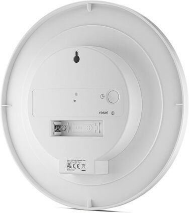 Braun Classic Radio Wall Clock, Central European Time Zone (CET/GMT+1) with a quiet movement, easy-to-read dial with a 20 cm diameter in white, model BC06W-DCF.