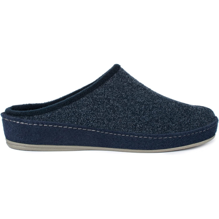 Чоловічі фетрові домашні тапочки Schawos 6030 з устілкою, жорсткою підошвою, неслизькі (46 EU, темно-синій)
