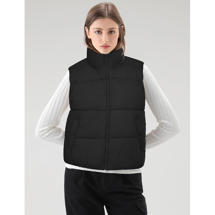 Жіноча жилетка Fengbay Reitweste: безрукавна, з коміром-стійкою, легка, стьобана, з утеплювачем, для осені та зими, чорна, розмір M