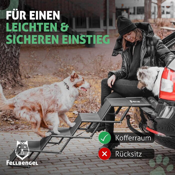 Dog stairs car [with unique safety level] Folding dog ramp car - Dog car entry aid - Dog stairs for large dogs - Folding dog ladder up to 60kg