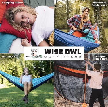Гамак Wise Owl Outfitters для кемпінгу - одинарний або подвійний, для дому та подорожей з сумкою