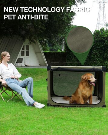 Складана переносна собача будка для середніх та великих собак, 106.7 см, з 4 дверцятами, зелена, з сумкою для зберігання (106*78*78 см)