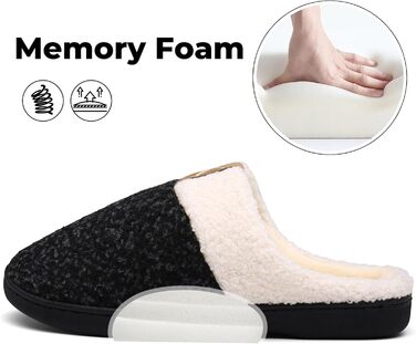 Тапочки зимові Mishansha для чоловіків та жінок, утеплені, з пам'яттю, з плюшем, 42/43 EU, чорні