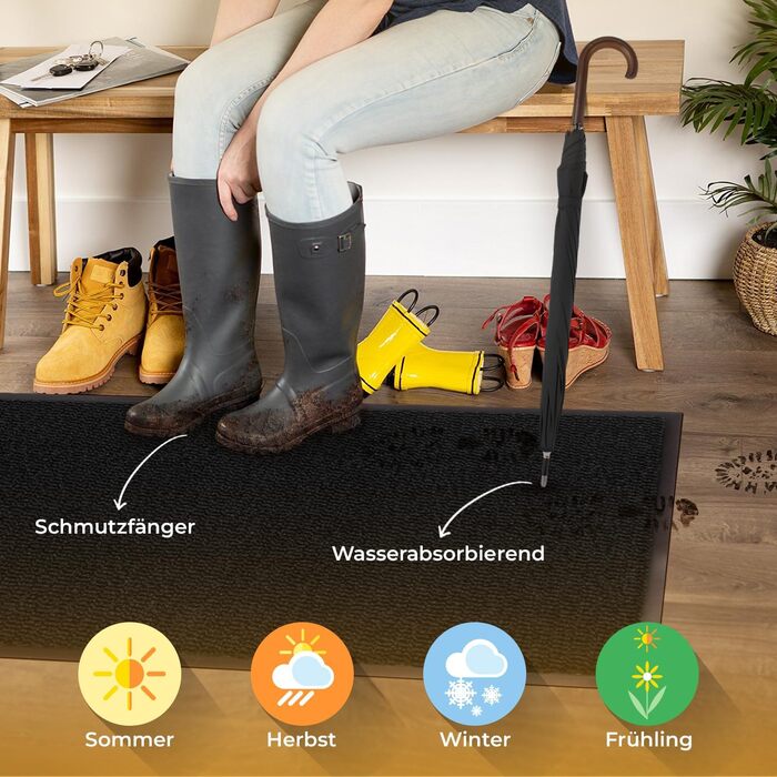 Привітальний килимок BLADO для дому та вулиці, протиковзкий та зносостійкий, чорний, 60 x 120 см