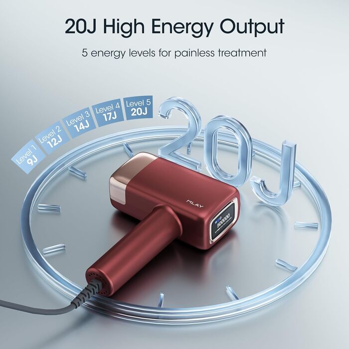 MLAY IPL пристрій для епіляції лазером: швидка та безболісна епіляція для тіла, обличчя та зони бікіні. Підходить для чоловіків та жінок. (Червоний)