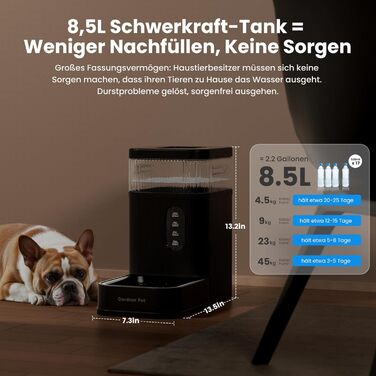 Автоматичний диспенсер води для собак та котів Gardner Pet, годівниця, велика ємність (8.5л, чорний)