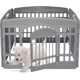 Iris Ohyama 4-Panel Dog Playpen with Lockable Door, 24