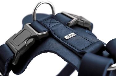 Шлейка для собак HUNTER AALBORG з натуральної шкіри, темно-синій, розмір M-L