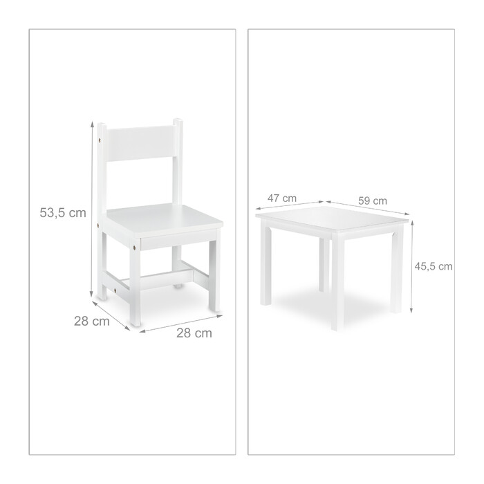 Relaxdays Children's Seating Group White with 2 Chairs