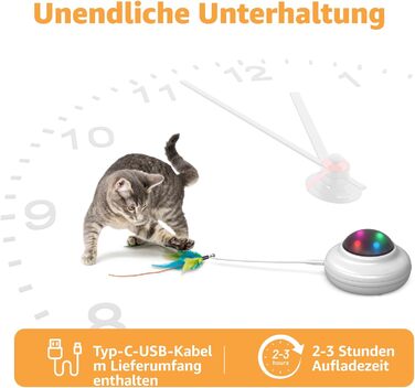 Interactive Cat Toy: 2-in-1 Hide-and-Seek Feathers Electric Cat Toy with Gong - Rechargeable Intelligence Toy for Active House Cats, Suitable for Cats of All Ages