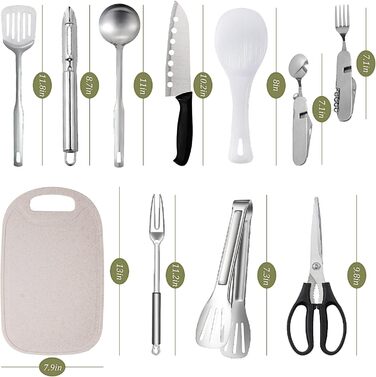 Набір посуду для кемпінгу на 10 осіб з нержавіючої сталі, легкий, з сумкою для зберігання. Ідеально для відпочинку на природі, пікніків, подорожей та кемпінгу.
