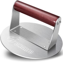 Професійна преса для smash burger CNARIO з нержавіючої сталі 16 см, пристрій для формування котлет з дерев'яною ручкою для гриля та BBQ