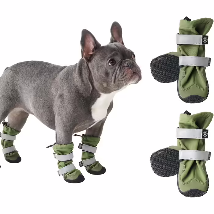 Spark Paws Waterproof Dog Shoes for Medium and Large Dogs, Non-Slip Reflective Dog Boots for Rain, Snow, Hiking, 4-Pack - Brown, A (Green, B: 5.0cm B | 10-15kg)