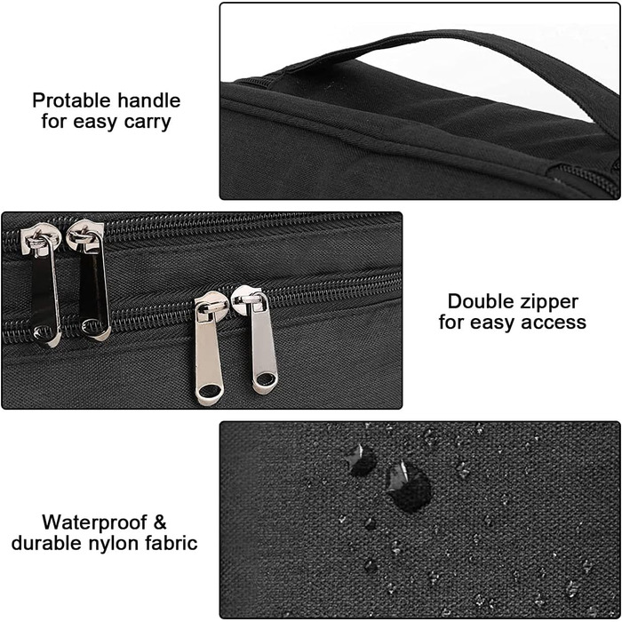 Органайзер для кабелів MOLENCO: водонепроникна сумка-органайзер для подорожей, 3 відділення, чорний