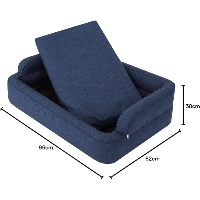 Ліжко для собак та котів, м'яке, знімний чохол, корзина, лежанка, собаче ліжко, ліжко для тварин, Navy Blue, розмір XXL (117x79 см)
