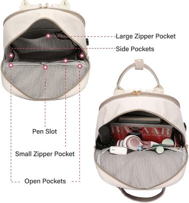 LOVEVOOK Рюкзак для жінок, 17 дюймів, рюкзак для школи, рюкзак для підліток з відділенням для ноутбука, водонепроникний рюкзак для подорожей, роботи, навчання, Khaki Beige, 17.3 дюймів