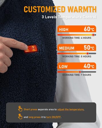 LABCOOL Тепла жилетка з підігрівом - чоловіча та жіноча жилетка з флісу - USB-підігрів з акумулятором 10000mAh - 6 зон підігріву з 3 рівнями температури - можна прати в пральній машині, розмір M, синій