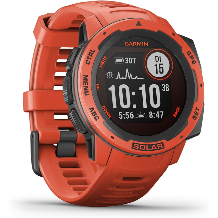 Garmin Instinct - водонепроникні GPS-годинники зі спортивними та фітнес-функціями. Вимірювання частоти серцевих скорочень на зап'ясті, фітнес-трекер та сповіщення зі смартфона. Багато моделей на вибір (Instinct Solar, Red)