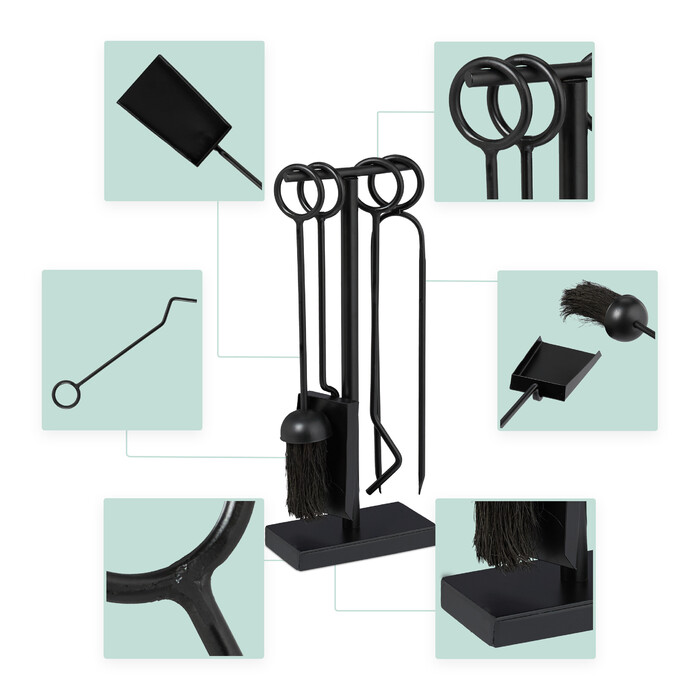 Relaxdays 5-Piece Fireplace Tool Set