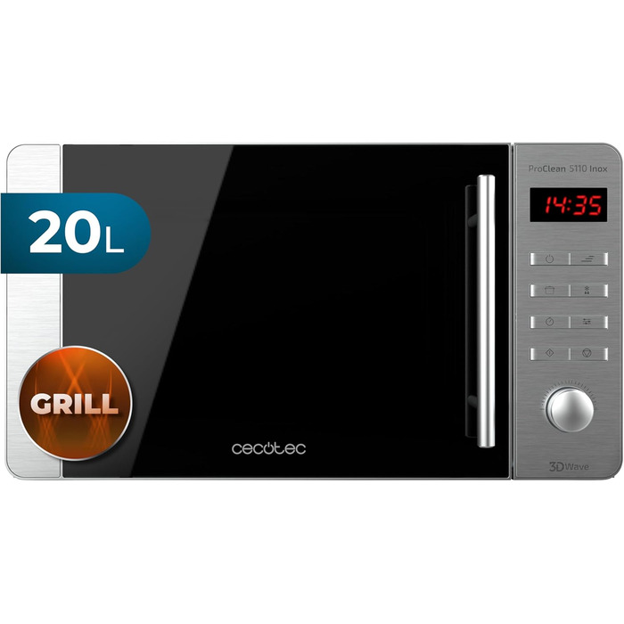 Мікрохвильова піч Cecotec Pro Clean 5110 Inox: 20 л, 700 Вт, гриль 800 Вт, LED, Digital, нержавіюча сталь