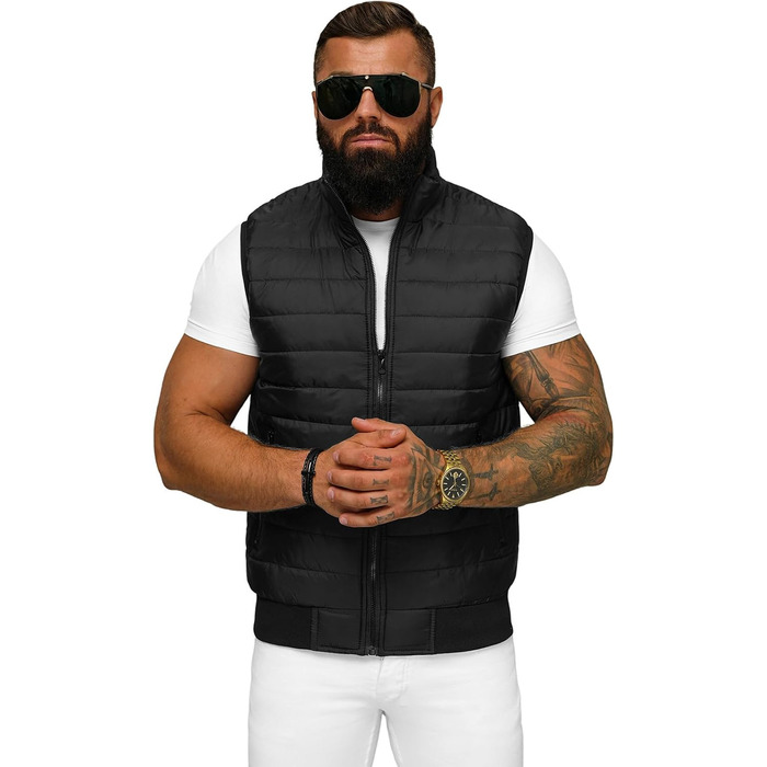 Чоловіча степкова жилетка OZONEE з капюшоном, без рукавів, спортивна, для перехідного сезону, чорна