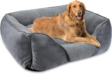 FURTIME Dog Bed for Medium and Large Dogs, Washable Fluffy Dog Basket, Non-Slip Dog Bed, Anti-Anxiety, 76x61x23cm (XXL(106x80x23cm))