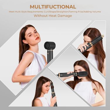 Набір для укладки волосся Souvik: щітка-фен, плойка, об'єм, сушка. Чорний