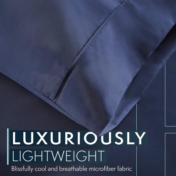 Набір постільної білизни Hotel Luxus Platinum Collection 1800 Series - глибокий кишень, стійкий до зносу та вицвітання (Queen, Navy Blue)