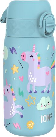 ion8 Insulated Stainless Steel Drinking Bottle 320 ml Leak-Proof One-Handed Opening Secure Locking Dishwasher Safe Flip-Top Lid Carrying Handle Easy to Clean, Durable, Unicorn (Evo, Steel, Alaskan Blue)