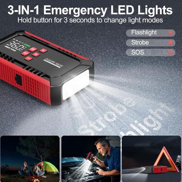 Powerbank з компресором 7000A для запуску авто 12V, 150PSI, 8L/10L (бензин/дизель), LED-ліхтарик